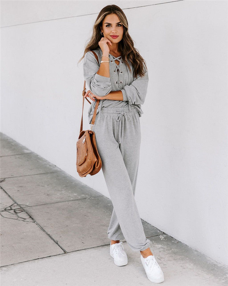 Long-sleeved Trousers Hooded Suit Sports Home Wear - Nyaabs