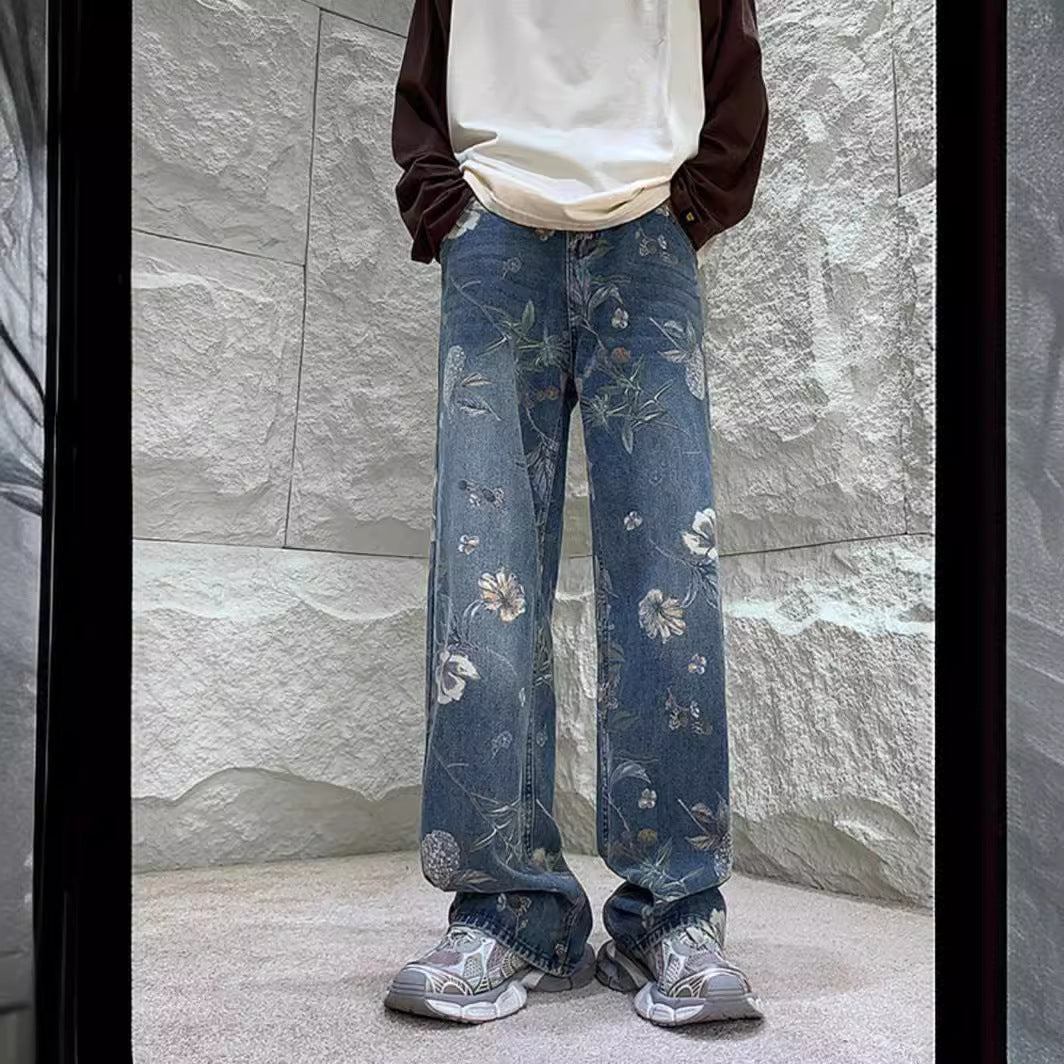 American Retro Worn Jeans Men's Summer Design Sense Niche Straight Fashion Brand Fried Street Ruoshuai - Nyaabs