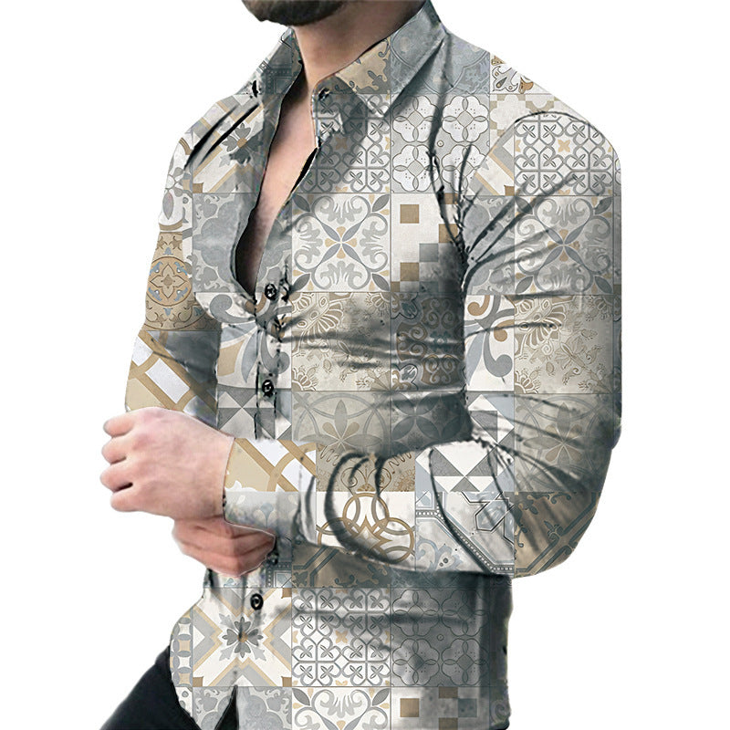 Men's Casual Long Sleeved Large Floral Shirt My Store