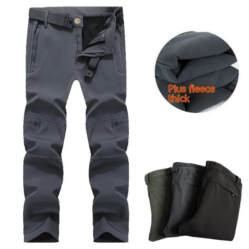 Outdoor Soft Shell Tactical Pants Men's Loose Plus Size Fleece-lined Climbing Pants - Nyaabs