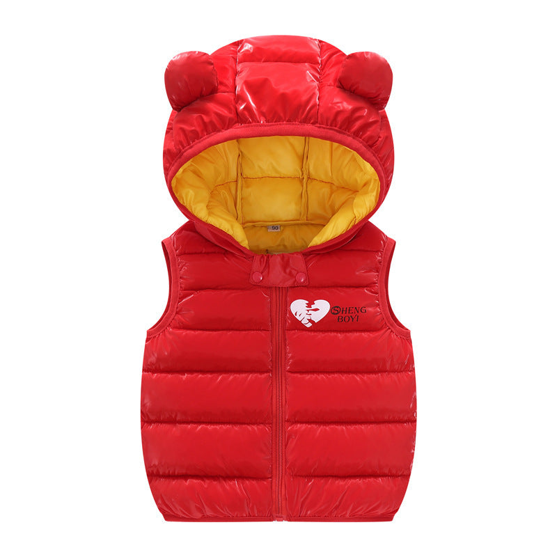 Children Warm Down Vest Autumn Baby Boys Girls Sleeveless Waistcoat Kids Outerwear Vests Children Hooded Jackets - Nyaabs