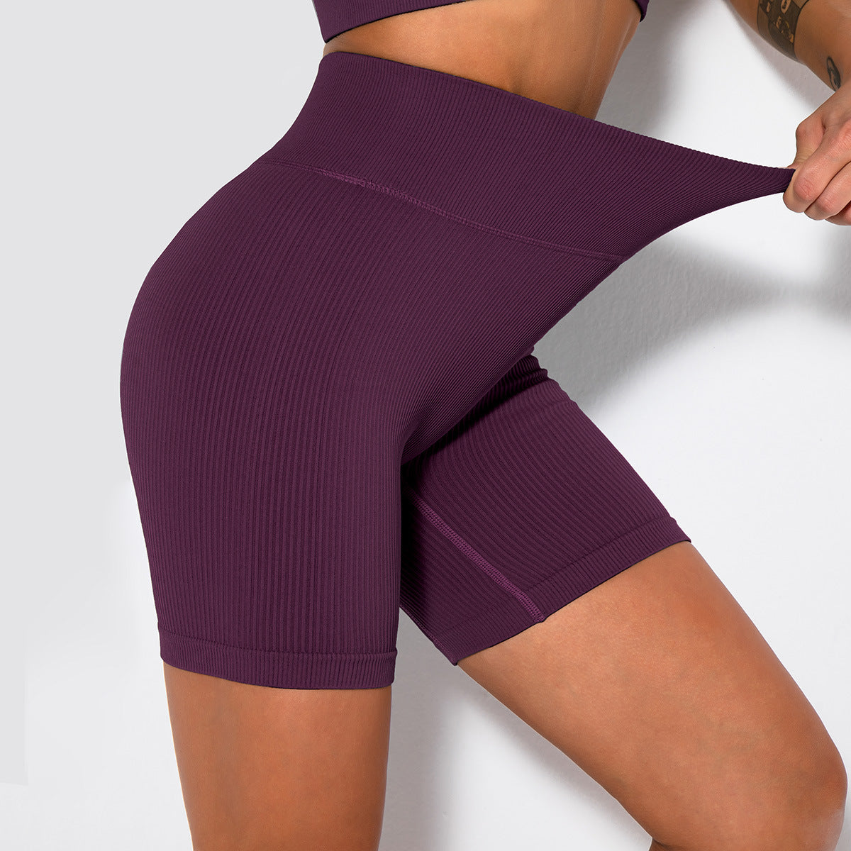 Seamless Knitted Sexy Sports Short-sleeved Shorts Yoga Wear Fitness Suit - Nyaabs