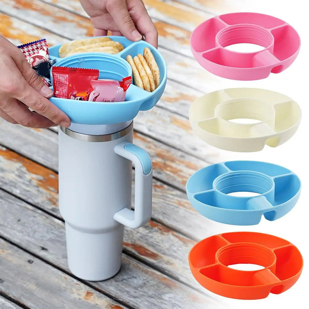 Silicone Snack For Cup 40 Oz Reusable Snack Container 4 Compartment Snack Platters Cup Snack Bowl Cup Holder Food Tray - Nyaabs