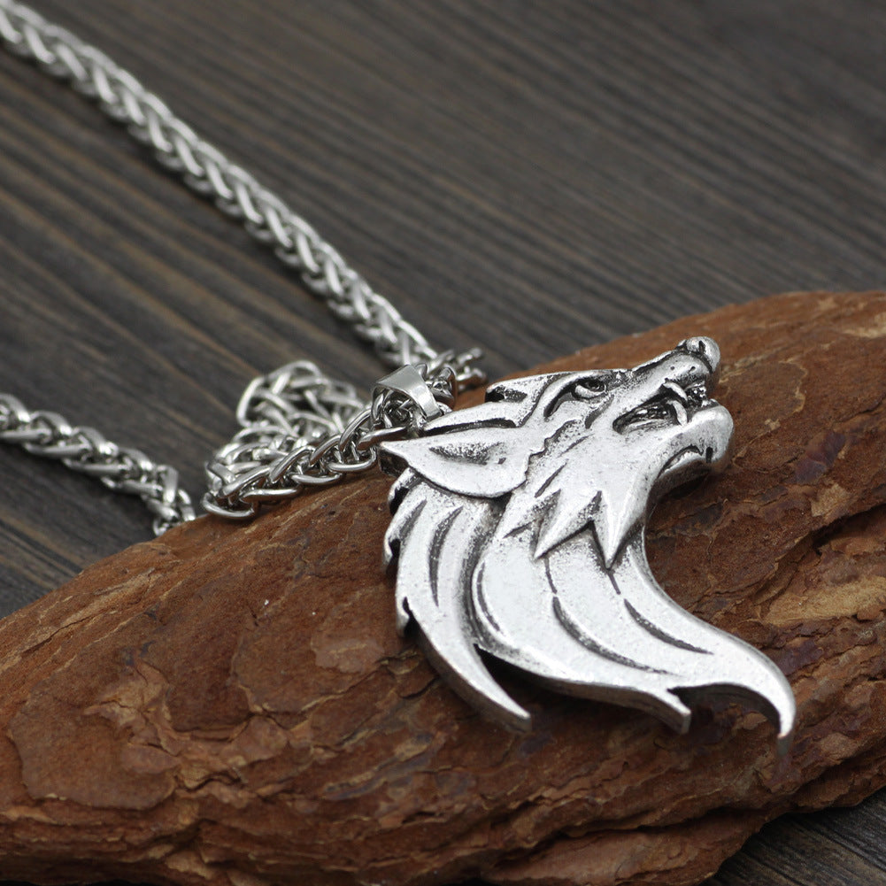 Wolf head pendant necklace men - Nyaabs