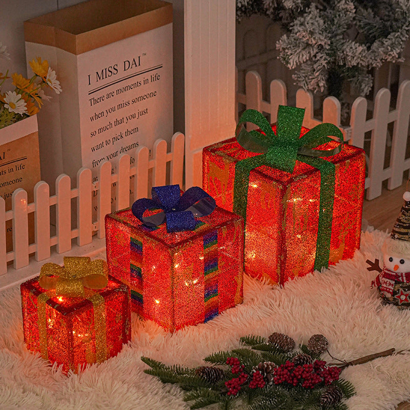 Lighted Up Outdoor Christmas Decorations Luminous Christmas Gift Box With Bow For Holiday Christmas Tree Home Yard Decor nyaabs.com