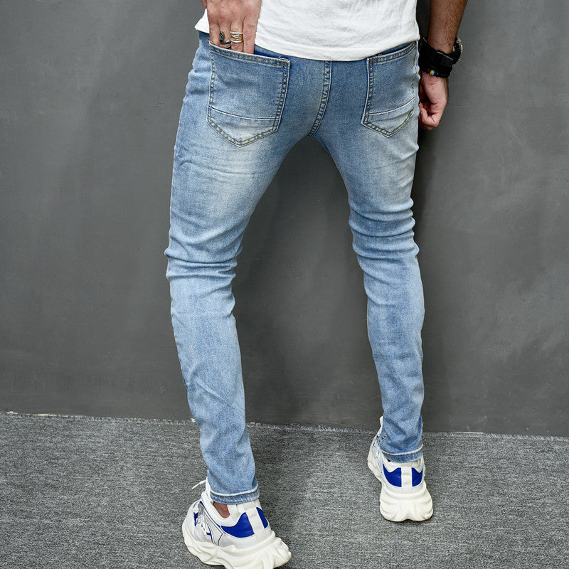 Men's Street Distressed Slim Fit Elastic Jeans - Nyaabs