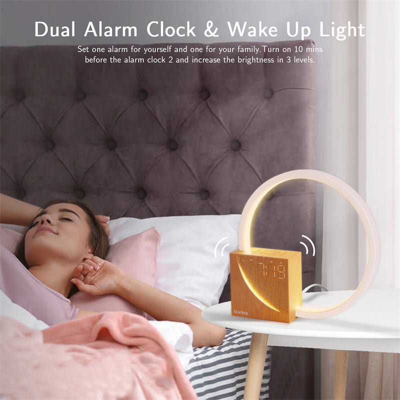 Bedside Lamp Touch Table Lamp With Natural Sounds, Desk Lamp With Alarm Clock, Touch Control 3 Levels Brightness Home Decor - Nyaabs