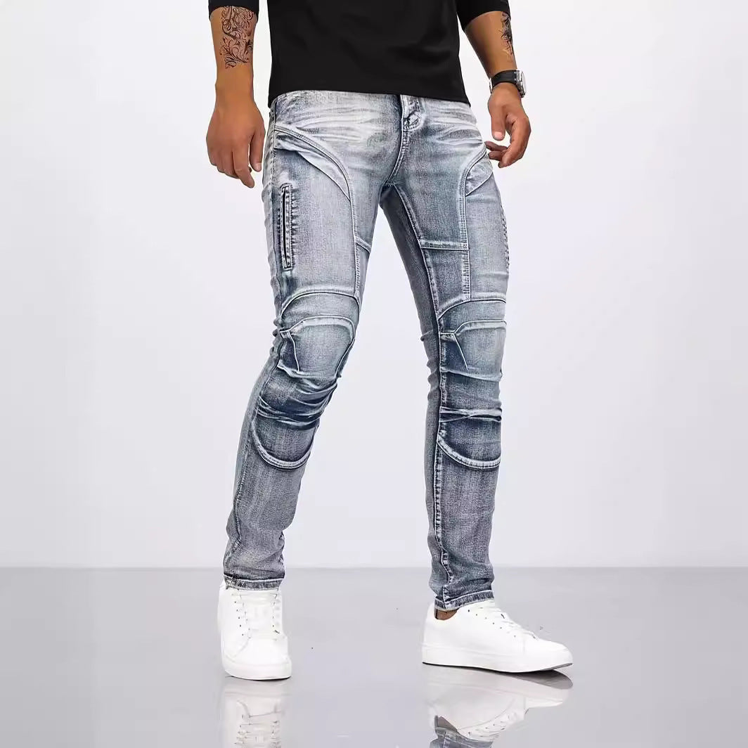 Retro Casual Stretch Motorcycle Jeans For Men - Nyaabs