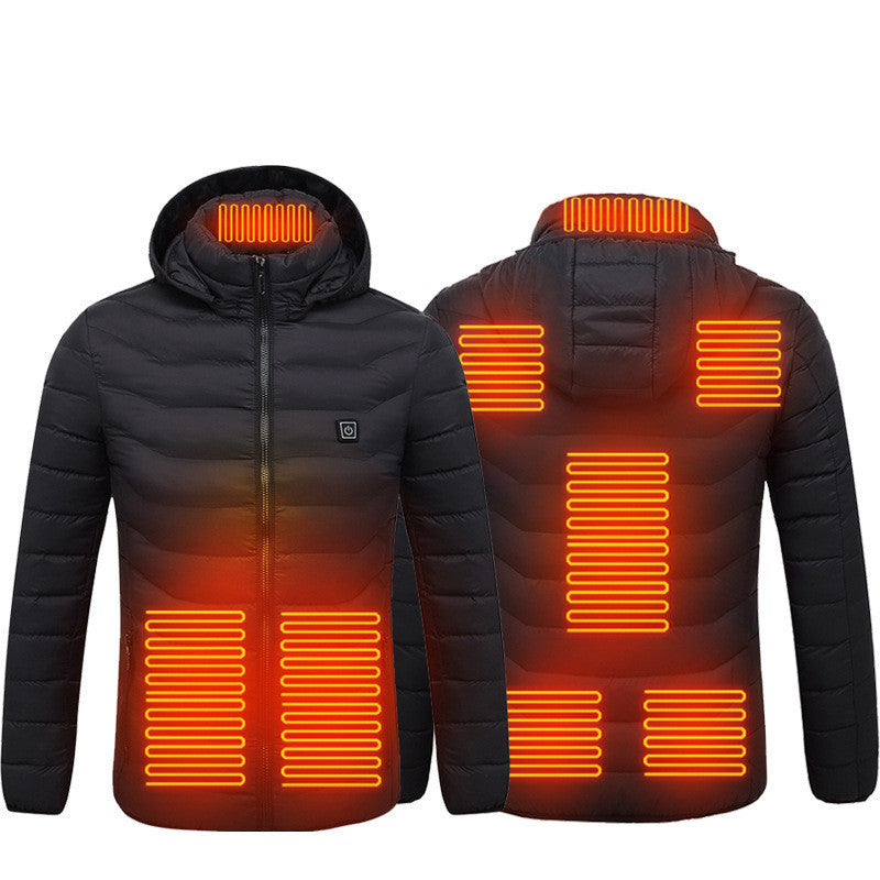 Men Heated Puffer Jacket Electric Heating Coat Insulated Hood Windbreaker 9Heat Zones - Nyaabs