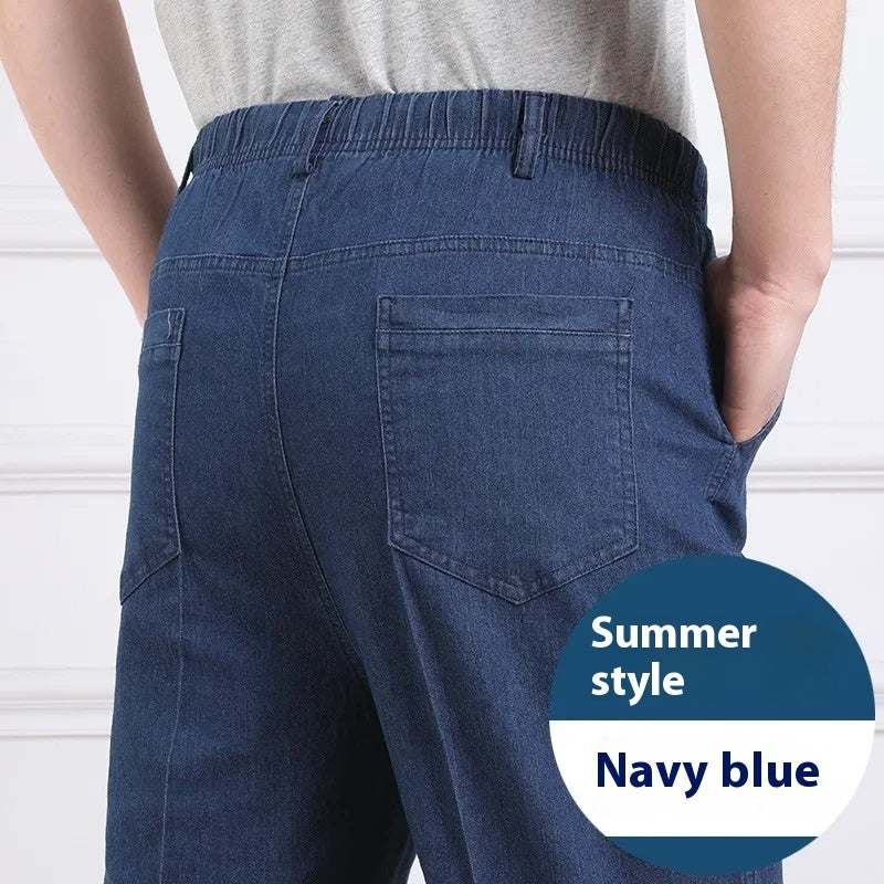 Middle-aged And Elderly Men's Casual Loose High Waist Jeans - Nyaabs