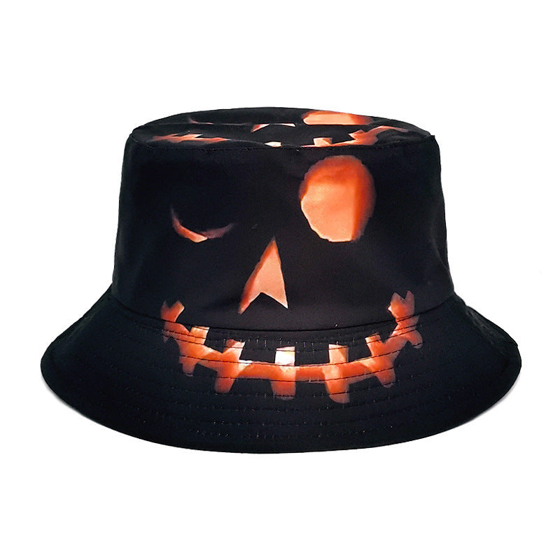 Halloween Hats Creative Cartoon Pumpkin Grimace Printed Sun-shade Fisherman Hat - Nyaabs