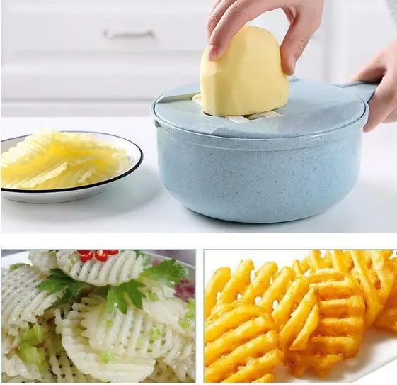 8 In 1 Mandoline Slicer Vegetable Slicer Potato Peeler Carrot Onion Grater With Strainer Vegetable Cutter Kitchen Accessories - Nyaabs