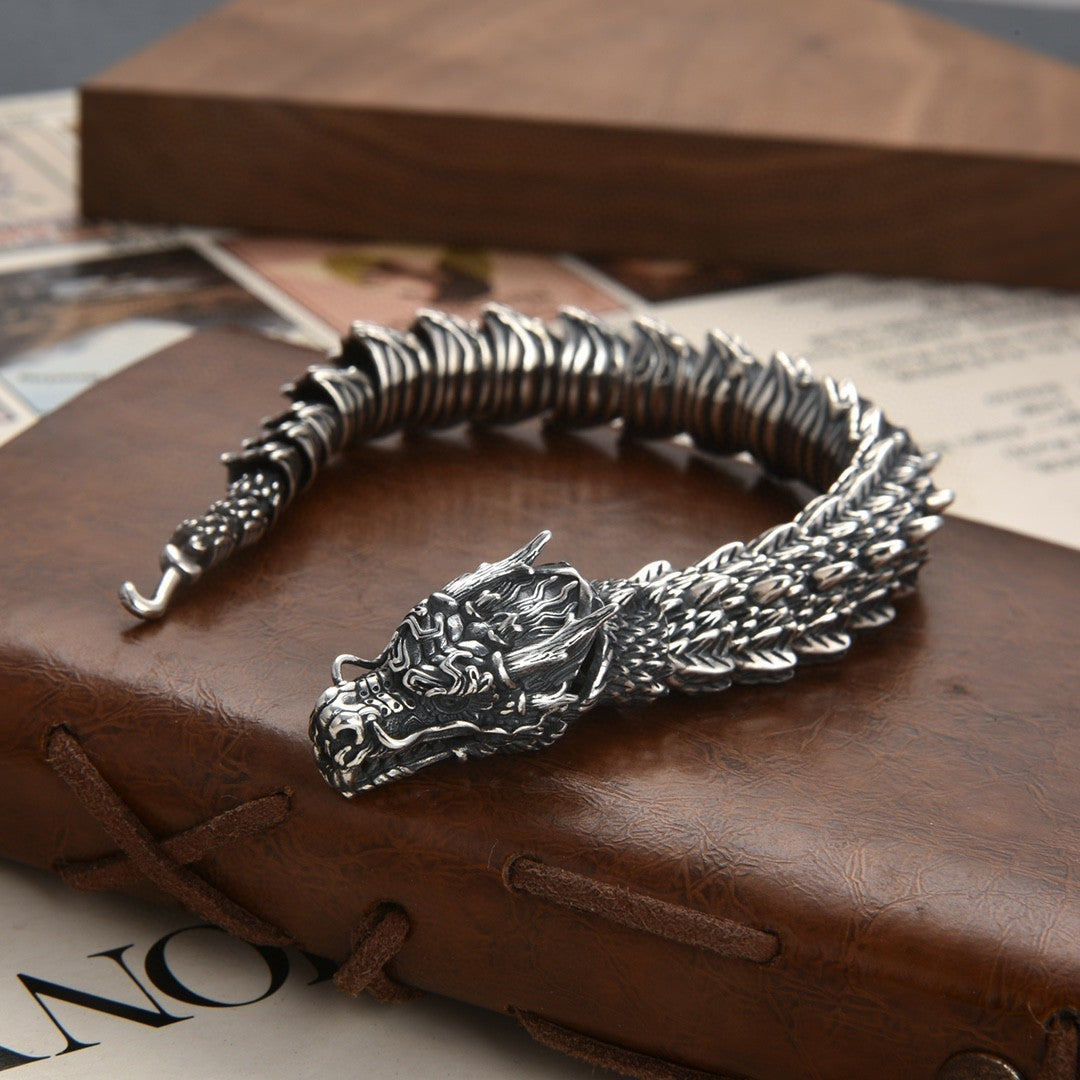 Handmade Retro Domineering Dragon Head Bracelet Men - Nyaabs