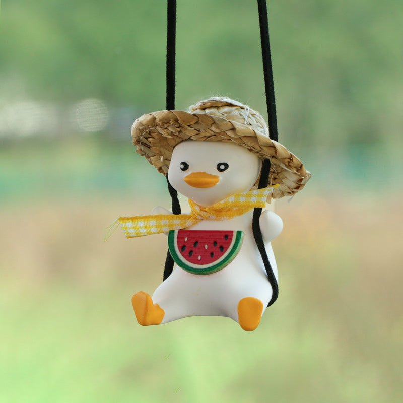 Car Pendant Cute Anime Little Duck Swing Auto Rearview Mirror Hanging Ornaments Interior Decoraction Accessories For Girls Gifts - Nyaabs