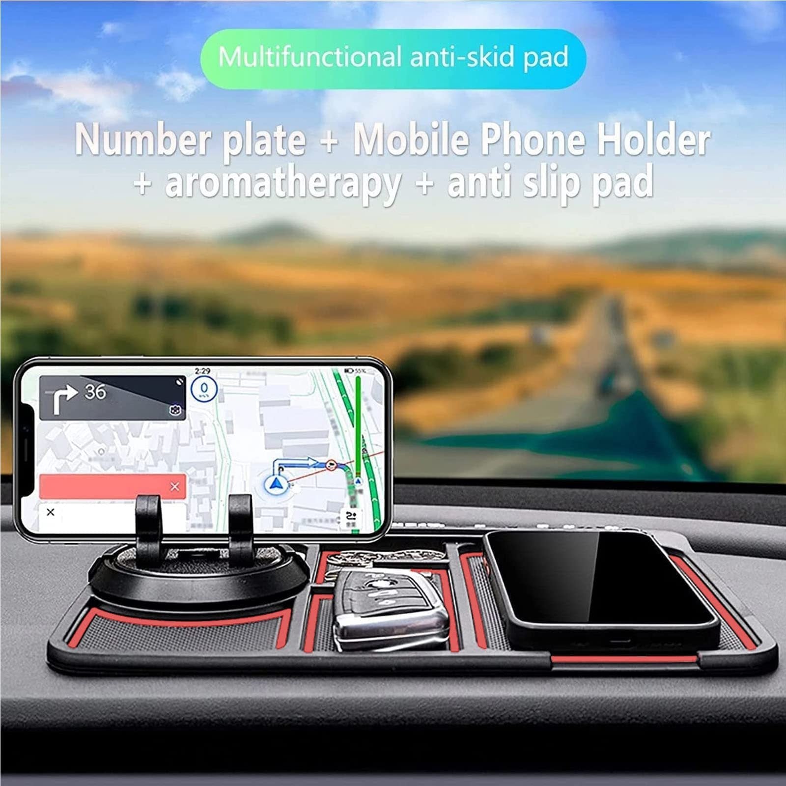 Non-Slip Car Phone Pad For 4-in-1 Car Parking Number Card Anti-Slip Mat Auto Phone Holder Sticky Anti Slide Dash Phone Mount - Nyaabs