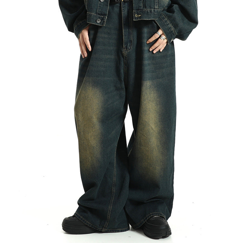 Vintage Straight Jeans Washed Distressed Loose Trousers - Nyaabs