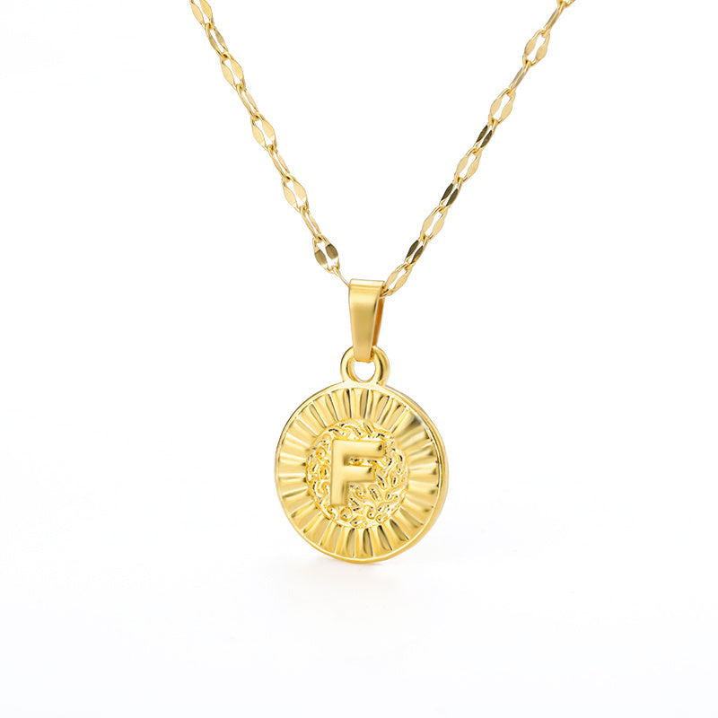 English Alphabet Disc Necklace Women And Men - Nyaabs