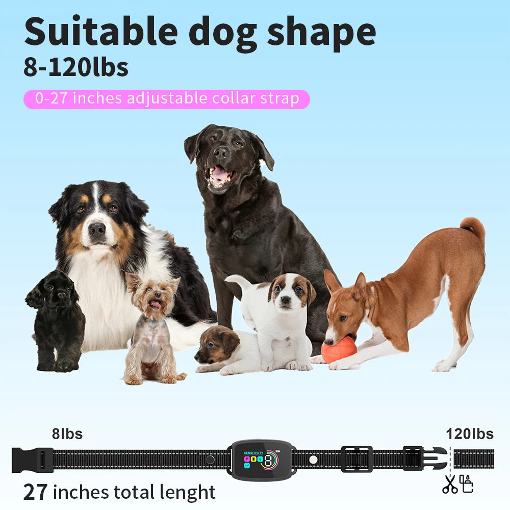 Smart Automatic Anti Barking Dog Collar Rechargeable Bark Stopper Stop Barking HD Digital Display IP67 Waterproof Collar For Dogs Pet Products - Nyaabs