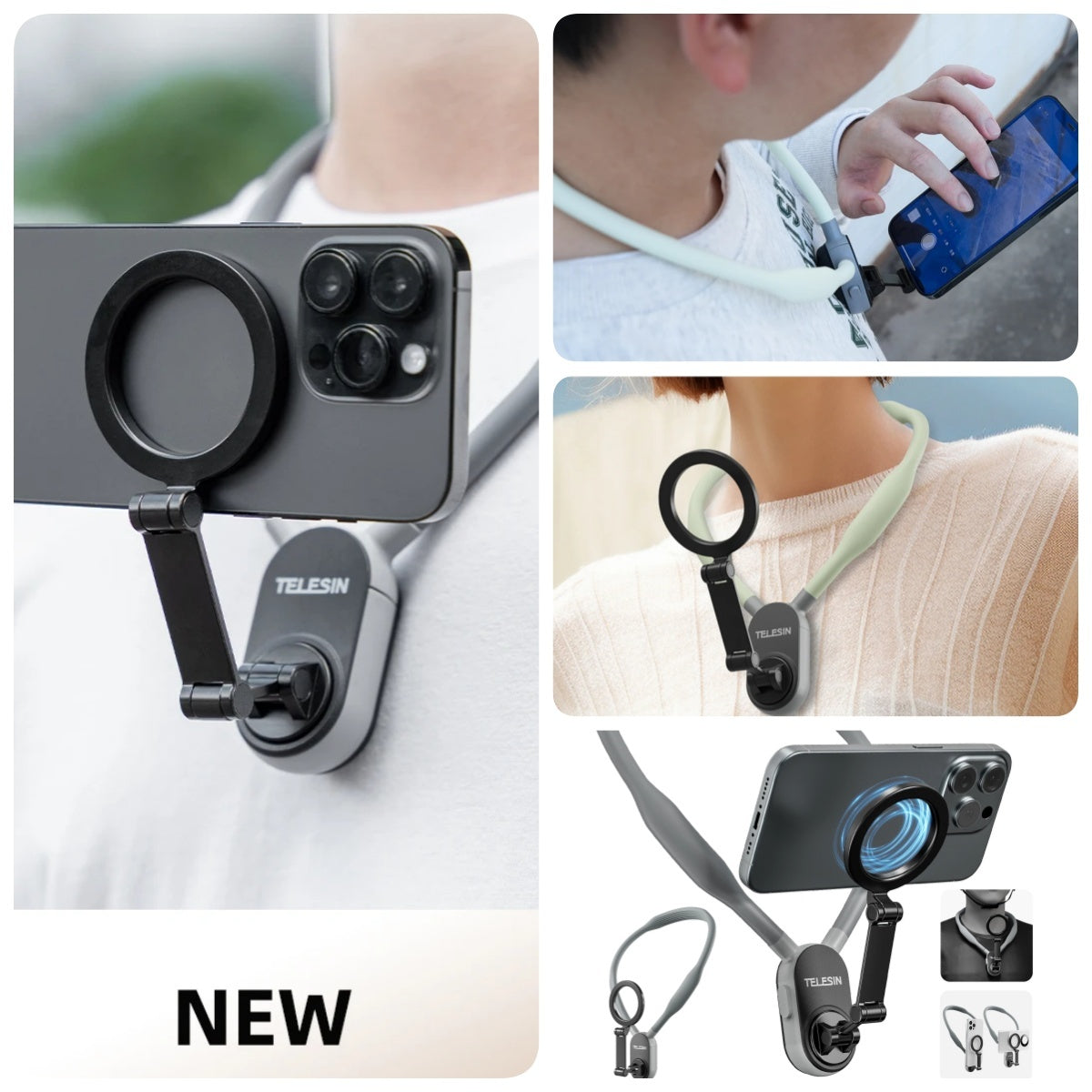 Silicone Phone Magnetic Neck Mount Quick Release Hold For Phone Magsafe Magnetic Suction Cell Phone Neck Hanging Bracket - Nyaabs