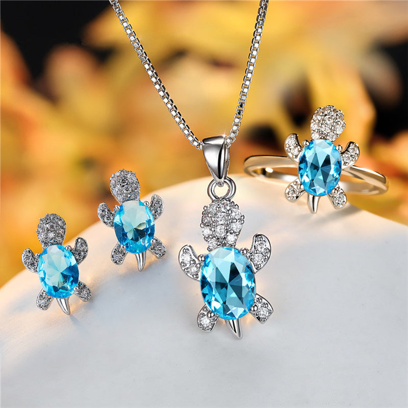 Fashion Oval Zircon Pendant Turtle Shape Necklaces With Rainbow Stone Multicolor Animal Necklace Jewelry For Woman And Children - Nyaabs