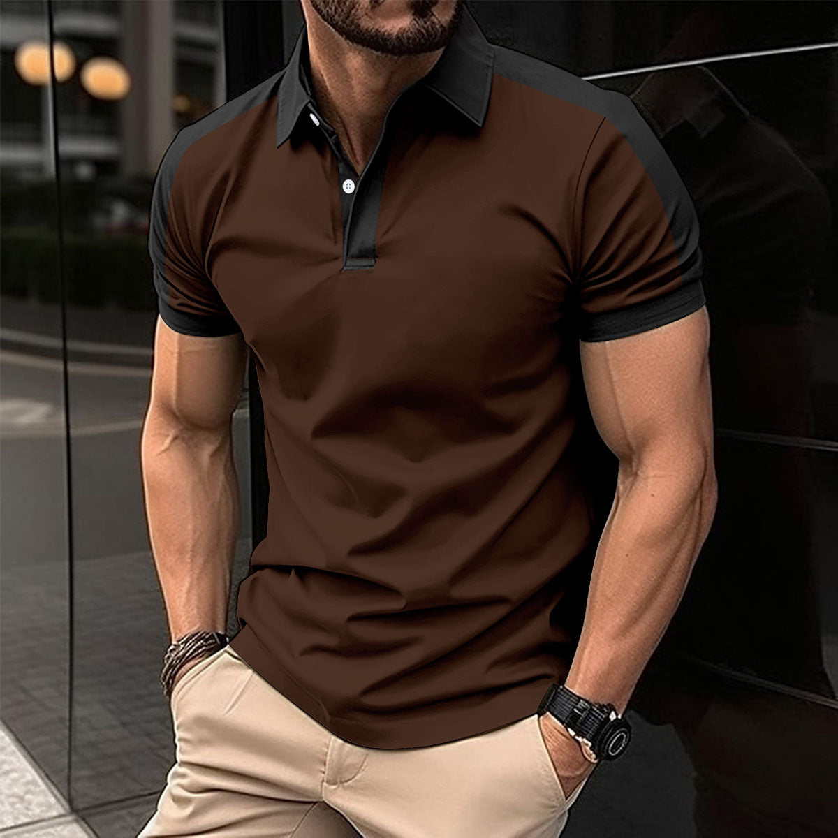 Men's Short Sleeve Business Shirt Summer Casual Polo Shirts - Nyaabs