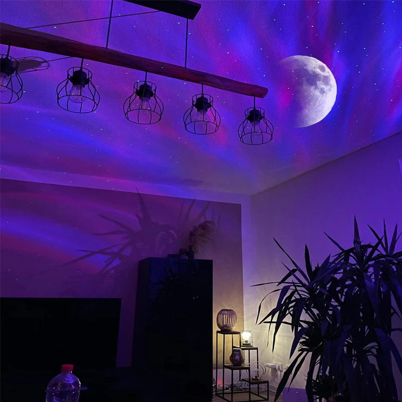 Aurora Borealis Starlight Projectors LED Galaxy Star Atmosphere Galaxy Night Light Home Bedroom Sky Moon Lamp Room Decor Gift - Nyaabs