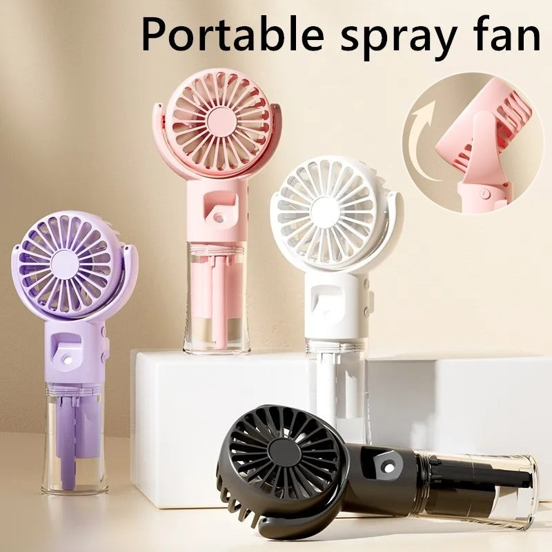 Portable Handheld Spray Fan 4-Speed Water Spray Mist Fan Summer Cooling Artifact USB Charging Summer Supplies Outdoor Mini Fan - Nyaabs