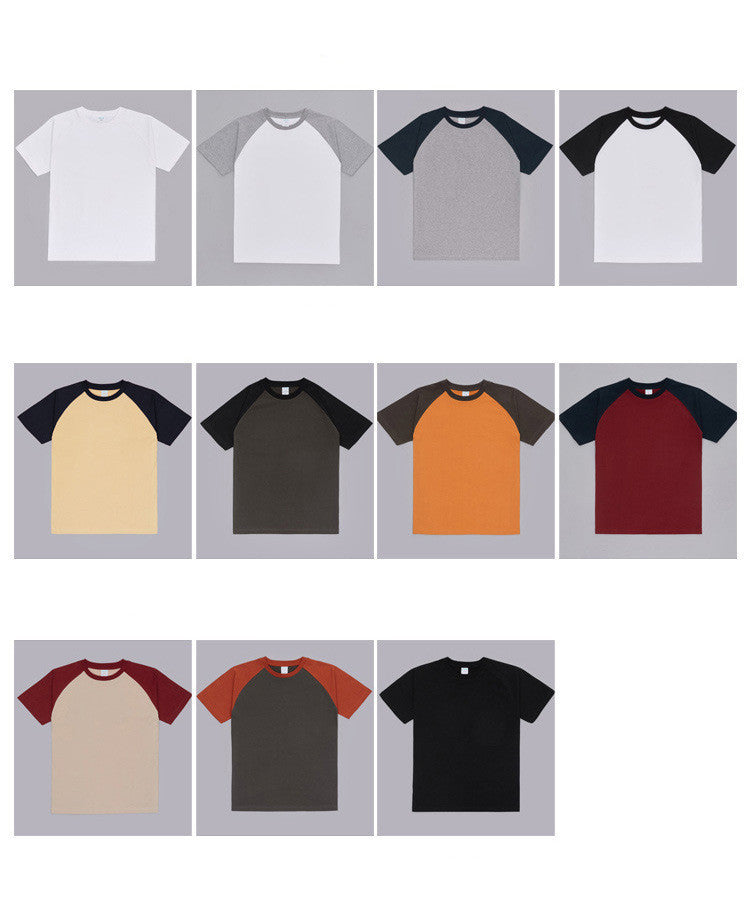 Japanese Heavy Cotton Contrast Color Men's Short Sleeved T Shirt - Nyaabs