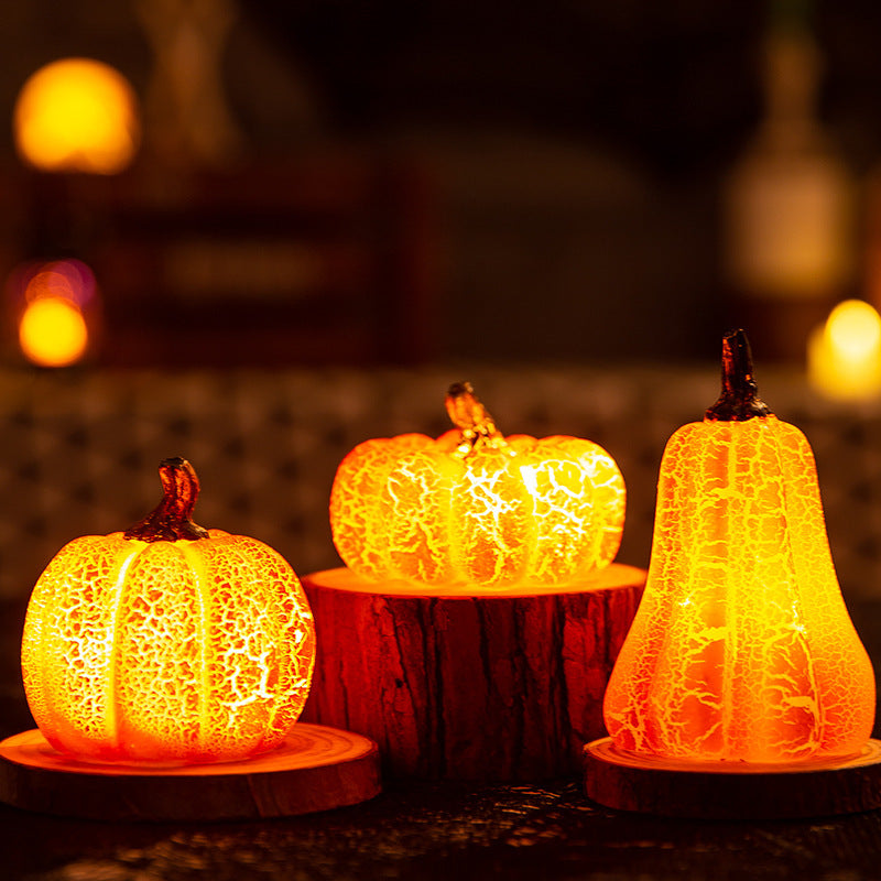 New Halloween Pumpkin Lantern Simulation Pumpkin LED Candle Lamp Resin Luminous Pumpkin nyaabs.com