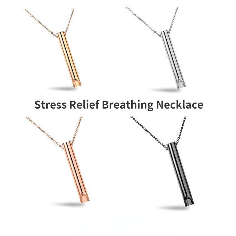 Breathing Necklace Adjustable Breathing Relieve Pressure Ornament Stainless Steel Decompression Jewelry - Nyaabs