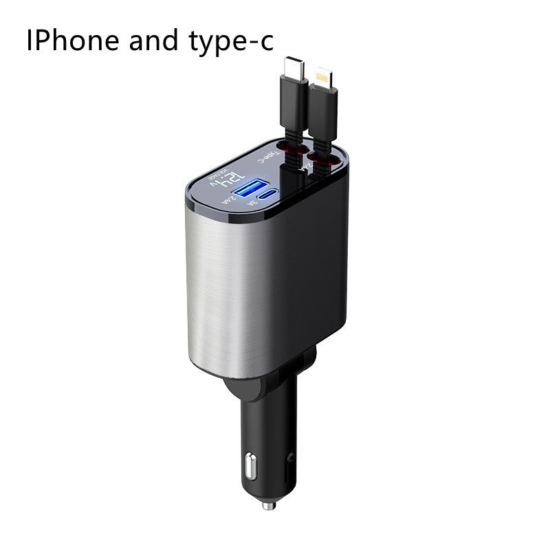 Metal Car Charger 100W Super Fast Charging Car Cigarette Lighter USB And TYPE-C Adapter - Nyaabs