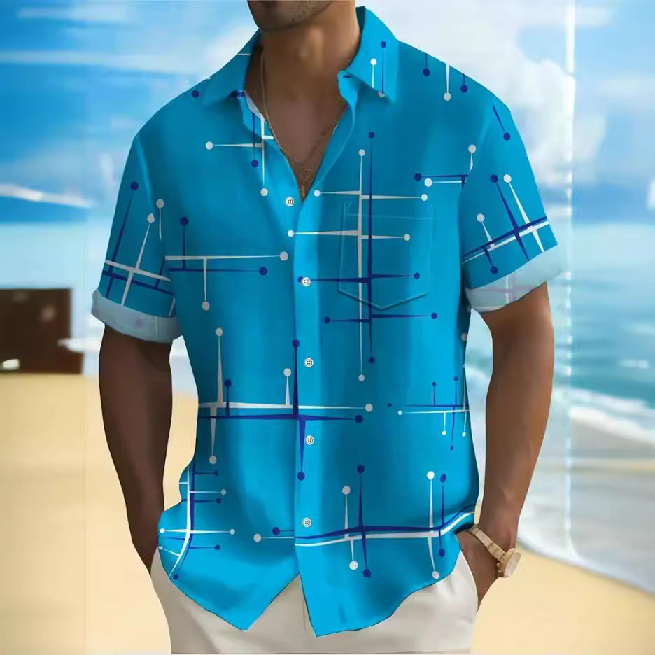 Fashion Printed Shirt Men's Clothing Print Lapel Short Sleeve nyaabs.com