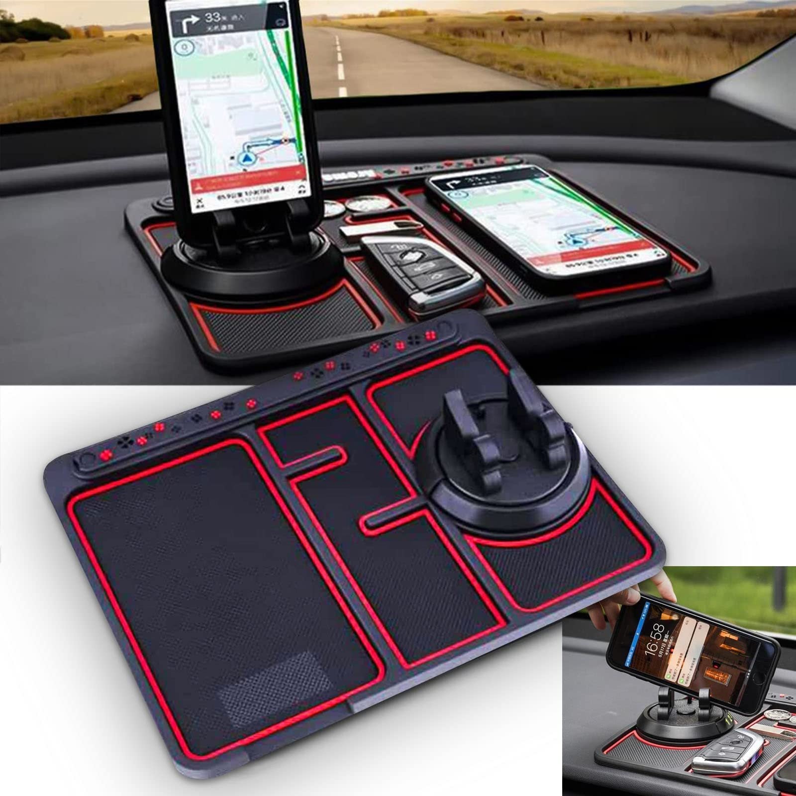 Non-Slip Car Phone Pad For 4-in-1 Car Parking Number Card Anti-Slip Mat Auto Phone Holder Sticky Anti Slide Dash Phone Mount - Nyaabs