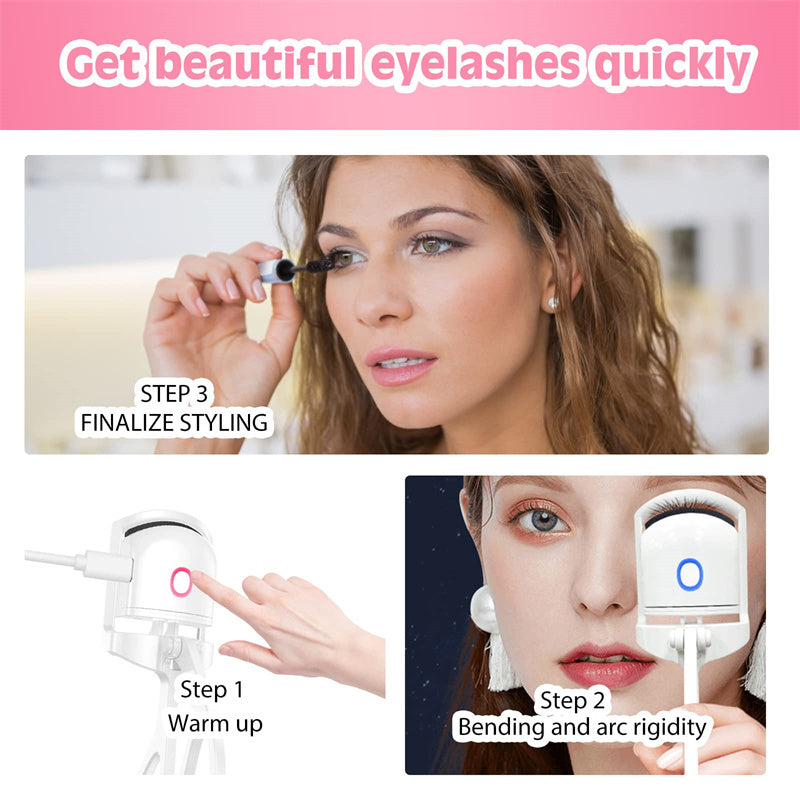 Heated Eyelash Curler Electric Temperature Control Mini Eyelash Curler Electric Portable Charging nyaabs.com