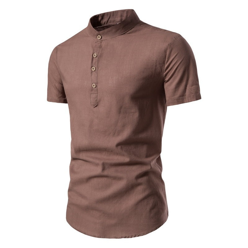 Cotton And Linen Half Open Men's Shirt - Nyaabs