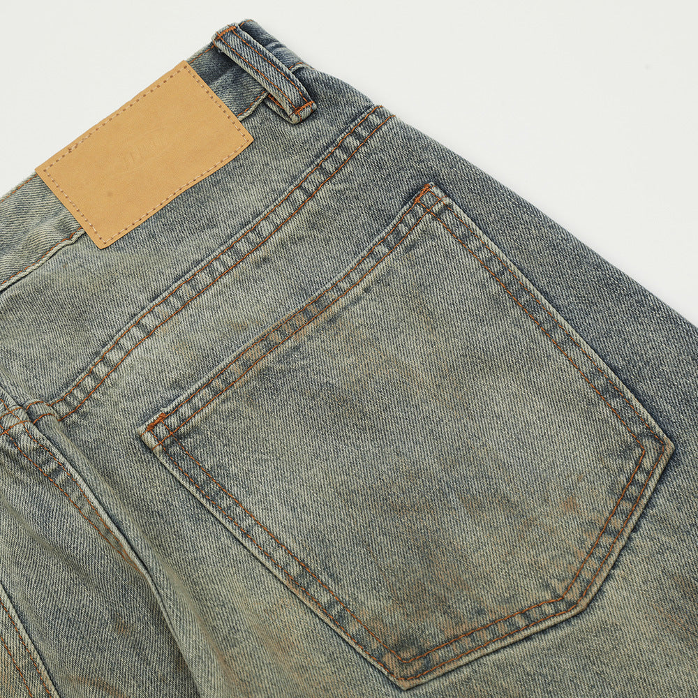 Waste Soil Punk Make Old Ripped Denim Dirty Pants Men - Nyaabs