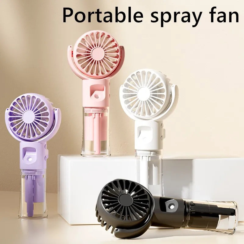 Portable Handheld Spray Fan 4-Speed Water Spray Mist Fan Summer Cooling Artifact USB Charging Summer Supplies Outdoor Mini Fan - Nyaabs