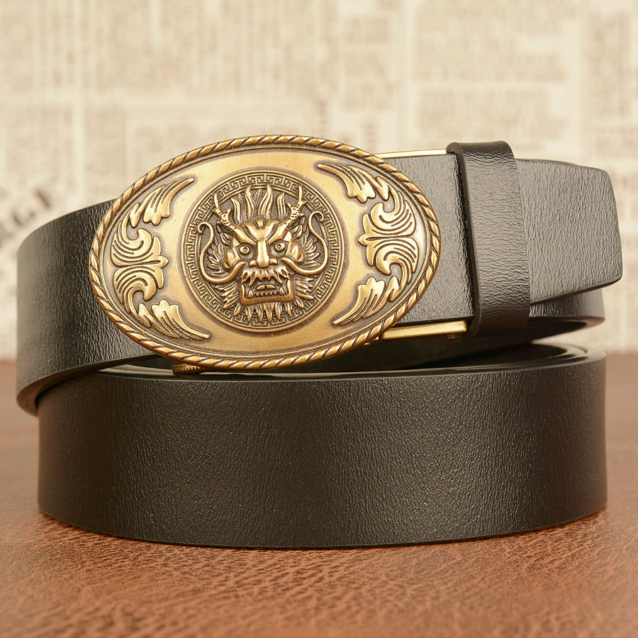 Men's Personality Belt Real Cowhide Ethnic Style Faucet Automatic - Nyaabs