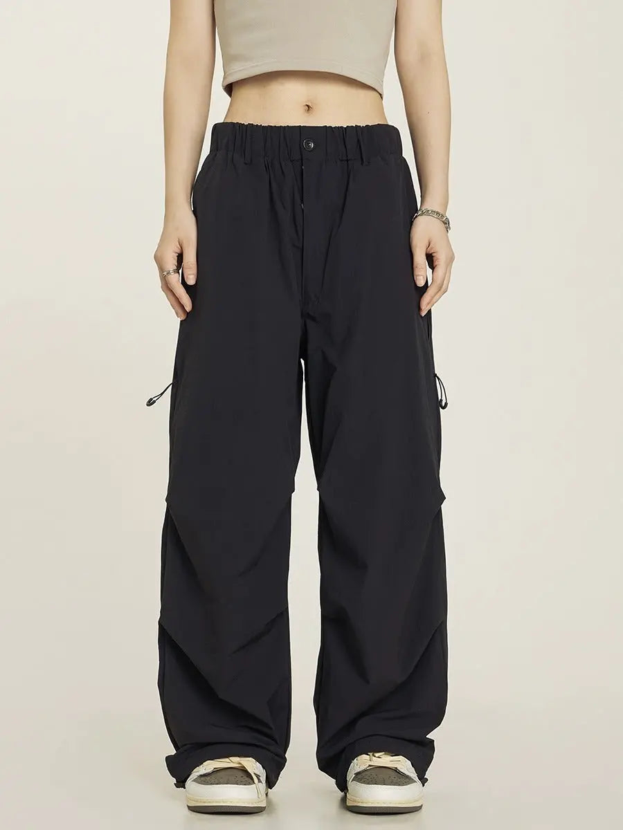 Vintage Pleated Parachute Pants Cargo Pants - Nyaabs