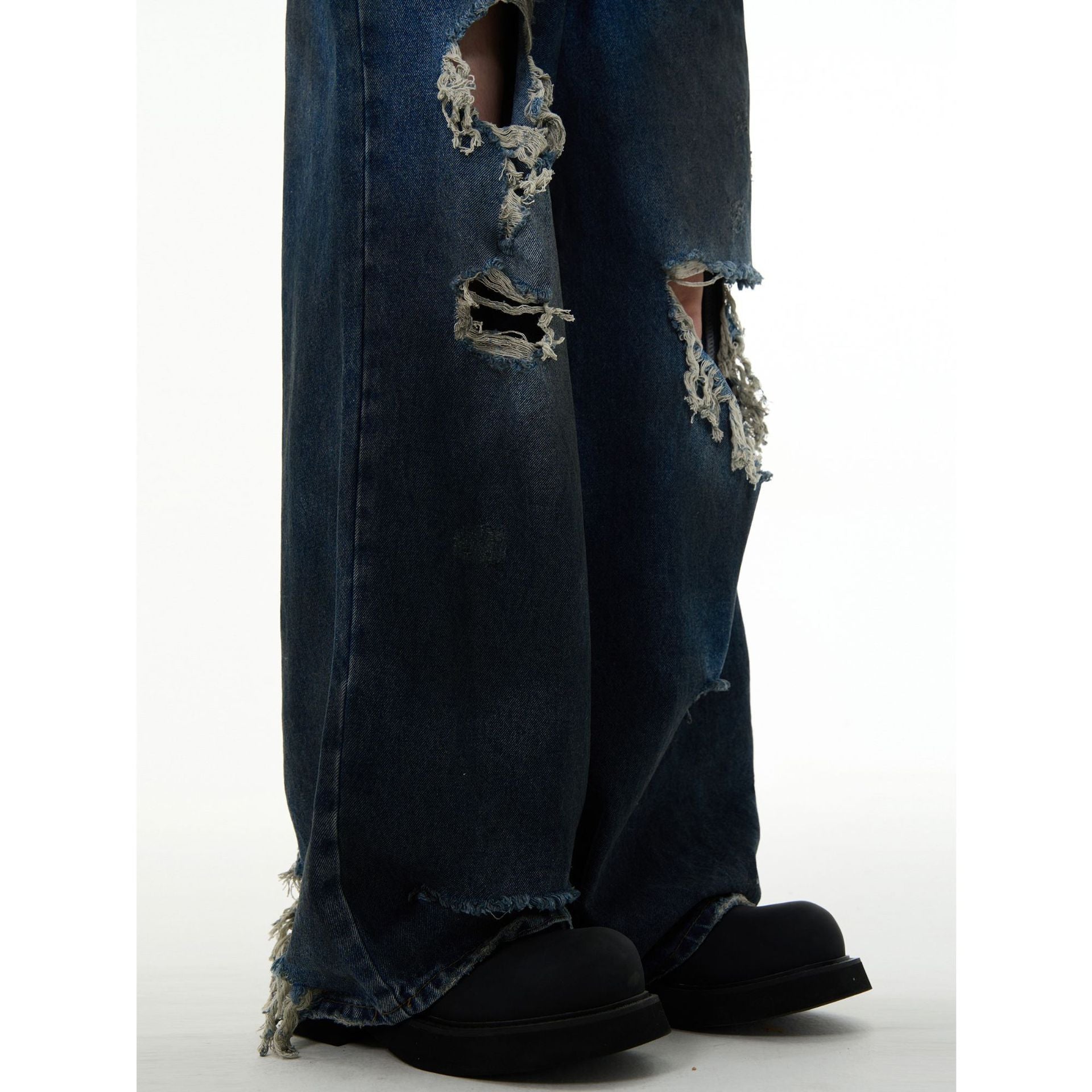 American Retro Make Old Ripped Design Mopping Jeans - Nyaabs