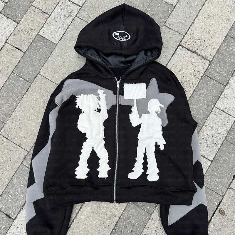 Y2g Personality Hip Hop Style Hooded Cardigan - Nyaabs