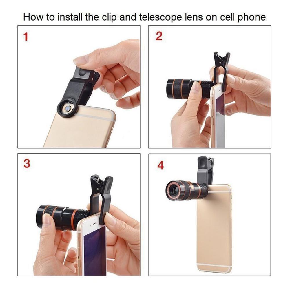 HD 8X Clip On Optical Zoom Telescope Camera Lens For Universal Mobile Cell Phone - Nyaabs