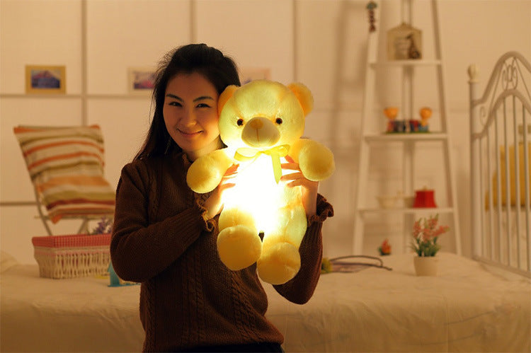 Creative Light Up LED Teddy Bear Stuffed Animals Plush Toy Colorful Glowing Christmas Gift For Kids Pillow - Nyaabs