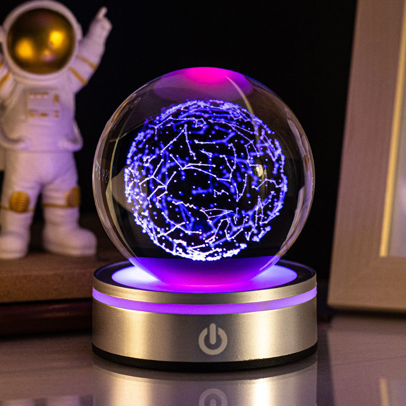 Creative 3D Inner Carving Luminous Crystal Ball Colorful Gradient Small Night Lamp Home Decorations Gifts Selection - Nyaabs