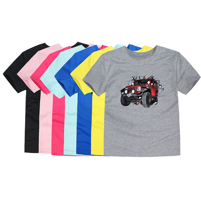 Children's Short-sleeved Cotton Heat Transfer T-shirt For Boys And Girls - Nyaabs