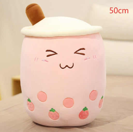 Cute Fruit Drink Plush Stuffed Soft Strawberry Milk Tea Plush Boba Tea Cup Toy Bubble Tea Pillow Cushion Kids Gift - Nyaabs