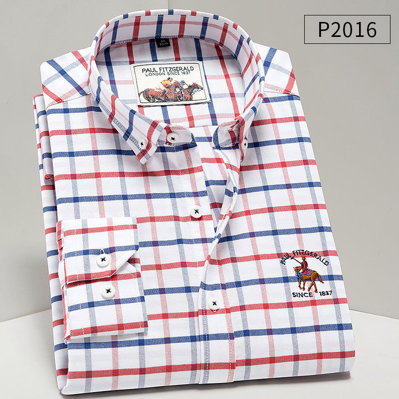 Mens Young And Middle Aged Pure Cotton Business Casual Oxford Shirt My Store