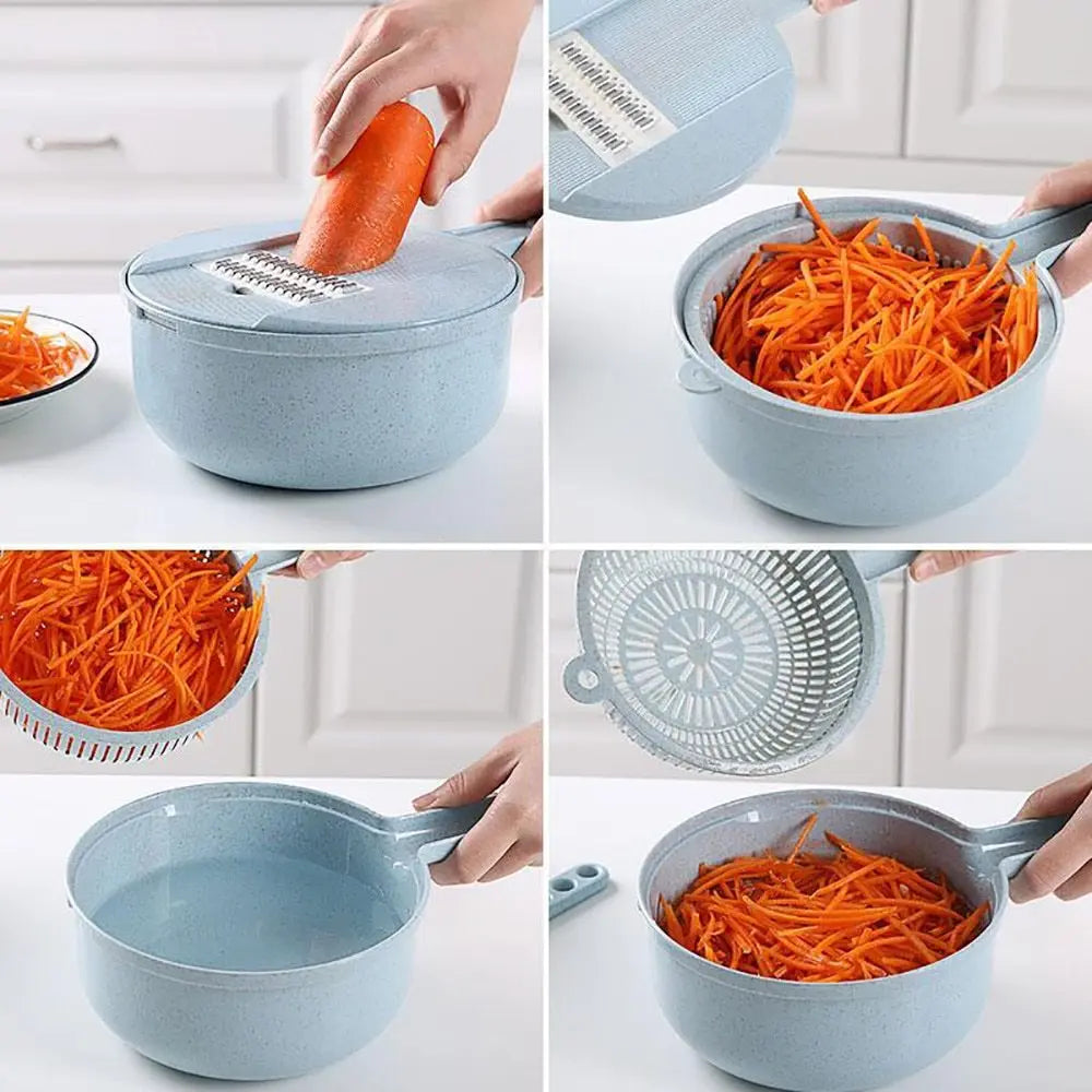 8 In 1 Mandoline Slicer Vegetable Slicer Potato Peeler Carrot Onion Grater With Strainer Vegetable Cutter Kitchen Accessories - Nyaabs