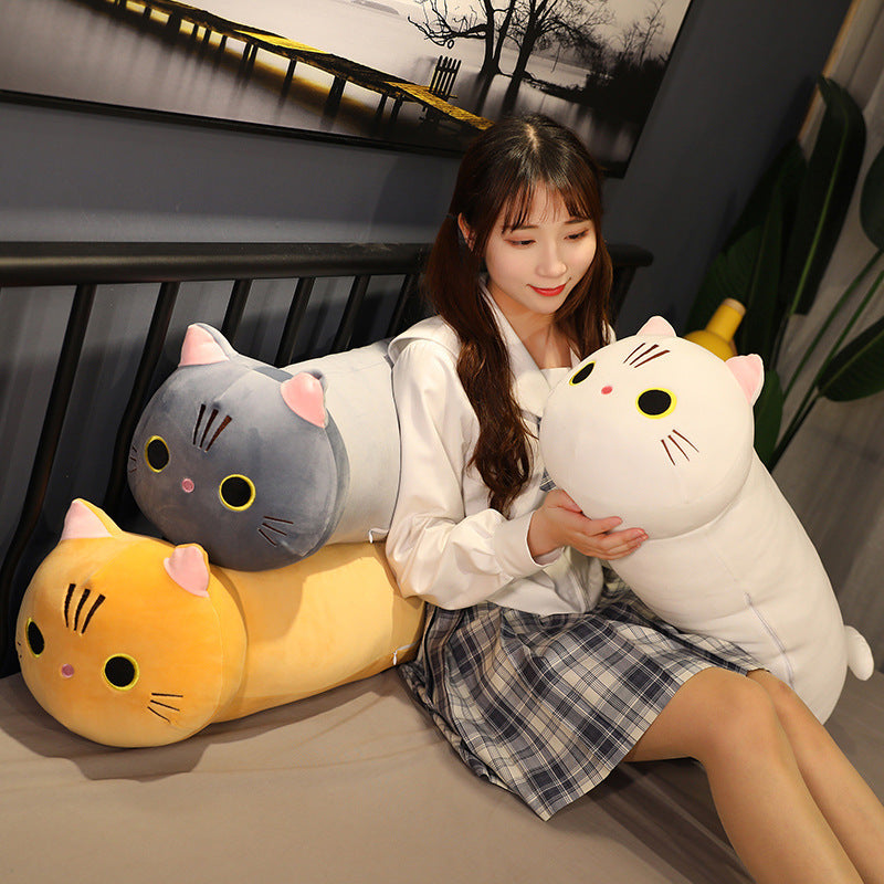 Large Size Cartoon Cat Plush Toys Stuffed Cloth Doll Long Animal Pillow Cushion - Nyaabs