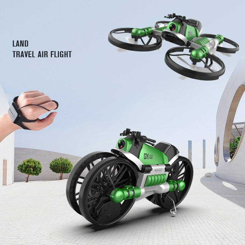 WiFi FPV RC Drone Motorcycle 2 in 1 Foldable Helicopter Camera 0.3MP Altitude Hold RC Quadcopter Motorcycle Drone 2 in 1 Dron - Nyaabs